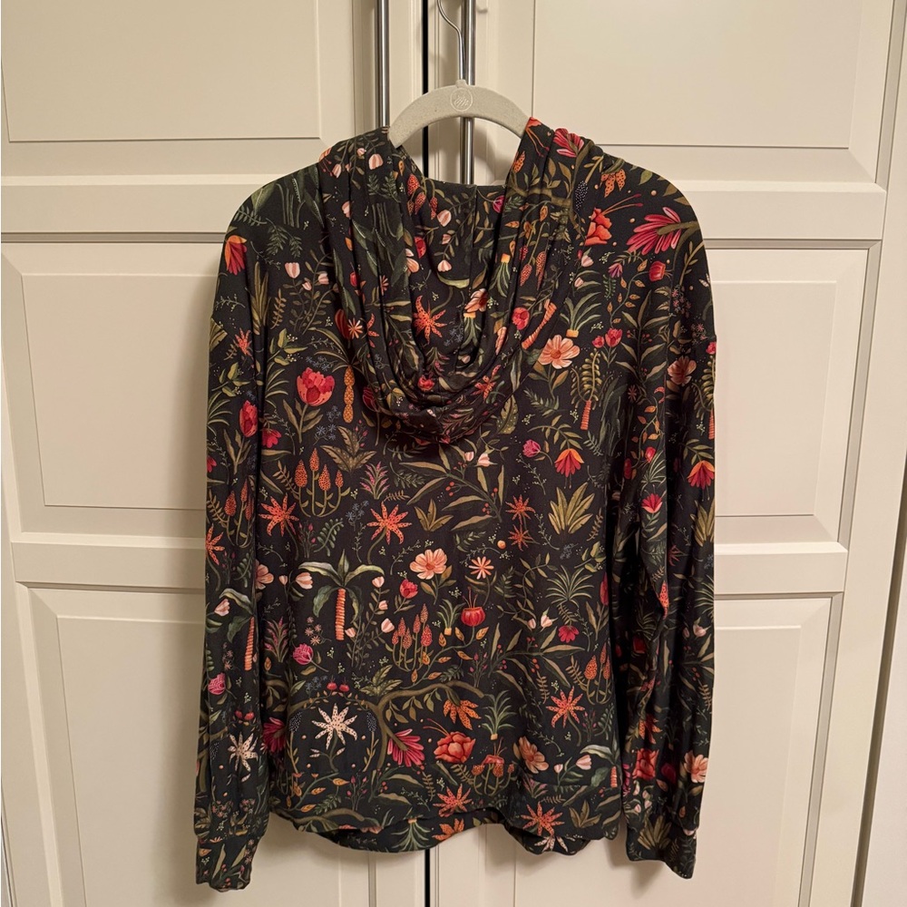 Anthropologie Farm Rio Green Floral Tropical Hoodie - Picture 5 of 5